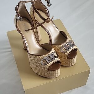 Michael Kors Tan Woven Platform Heels